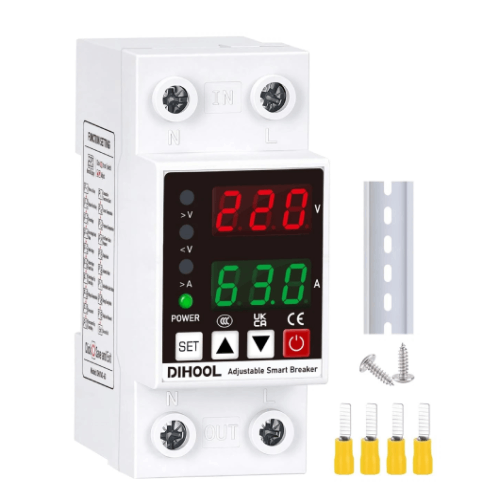 Smart Circuit Breaker Adjustable Voltage Protection 163A DIN Rail Mount